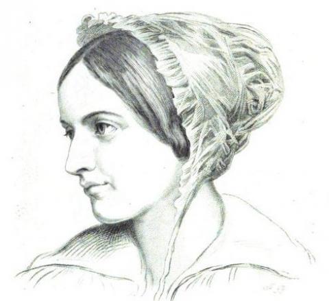 An etching of Caroline Fox