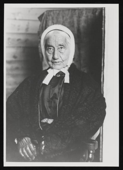 Black and white photograph of Anna Maria Fox late in her life.artist name, title of work, year of creation  b) © (copyright holder’s name), Photo © Tate  c) Mention CC-BY-NC-ND 3.0 (Unported)  d) Provide a link back to the work on the main Tate website
